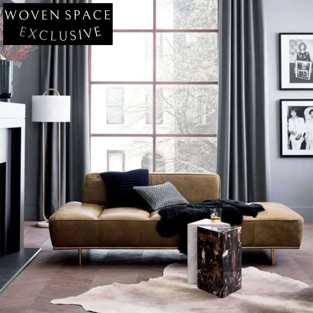 Elegant Leather Sofa Bench Ottoman with Metal Legs for Modern Living Spaces