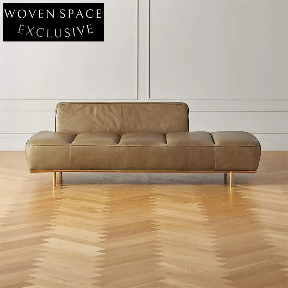 Elegant Leather Sofa Bench Ottoman with Metal Legs for Modern Living Spaces