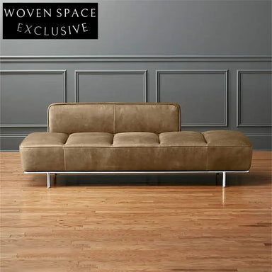 Elegant Leather Sofa Bench Ottoman with Metal Legs for Modern Living Spaces