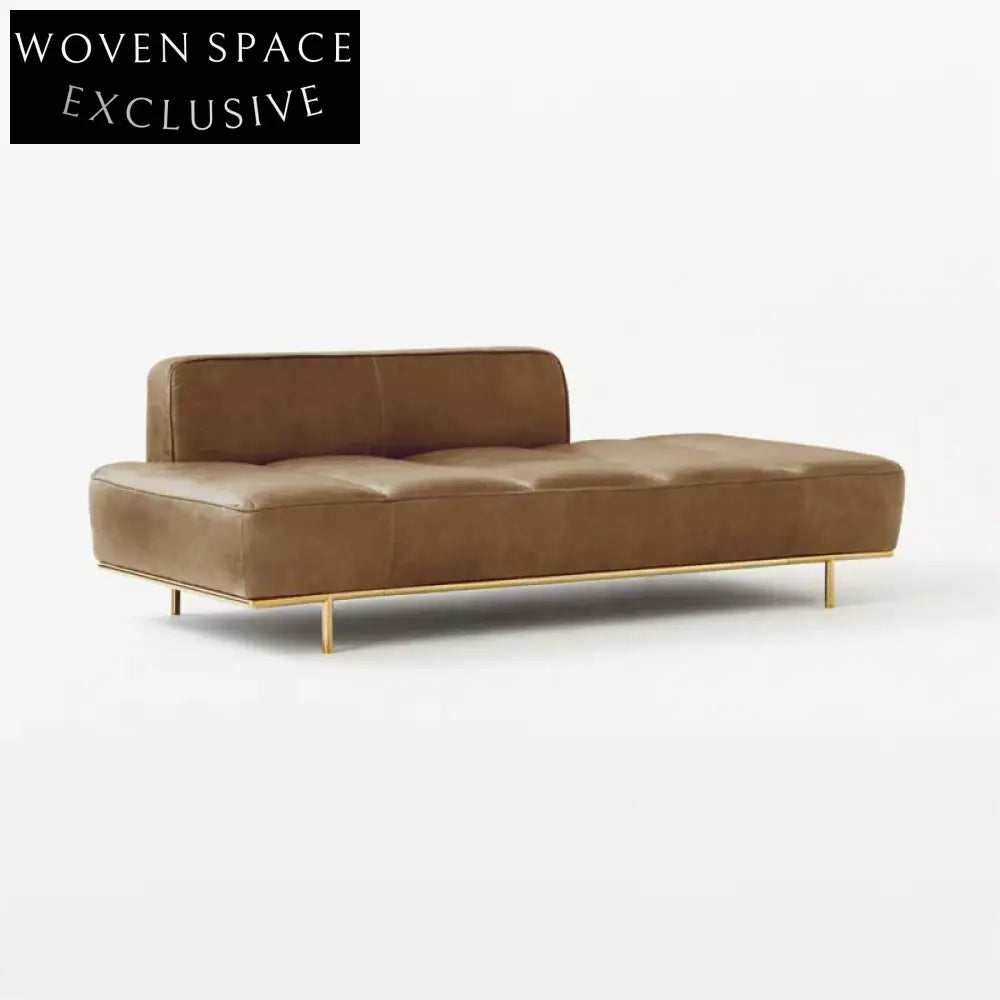 Elegant Leather Sofa Bench Ottoman with Metal Legs for Modern Living Spaces