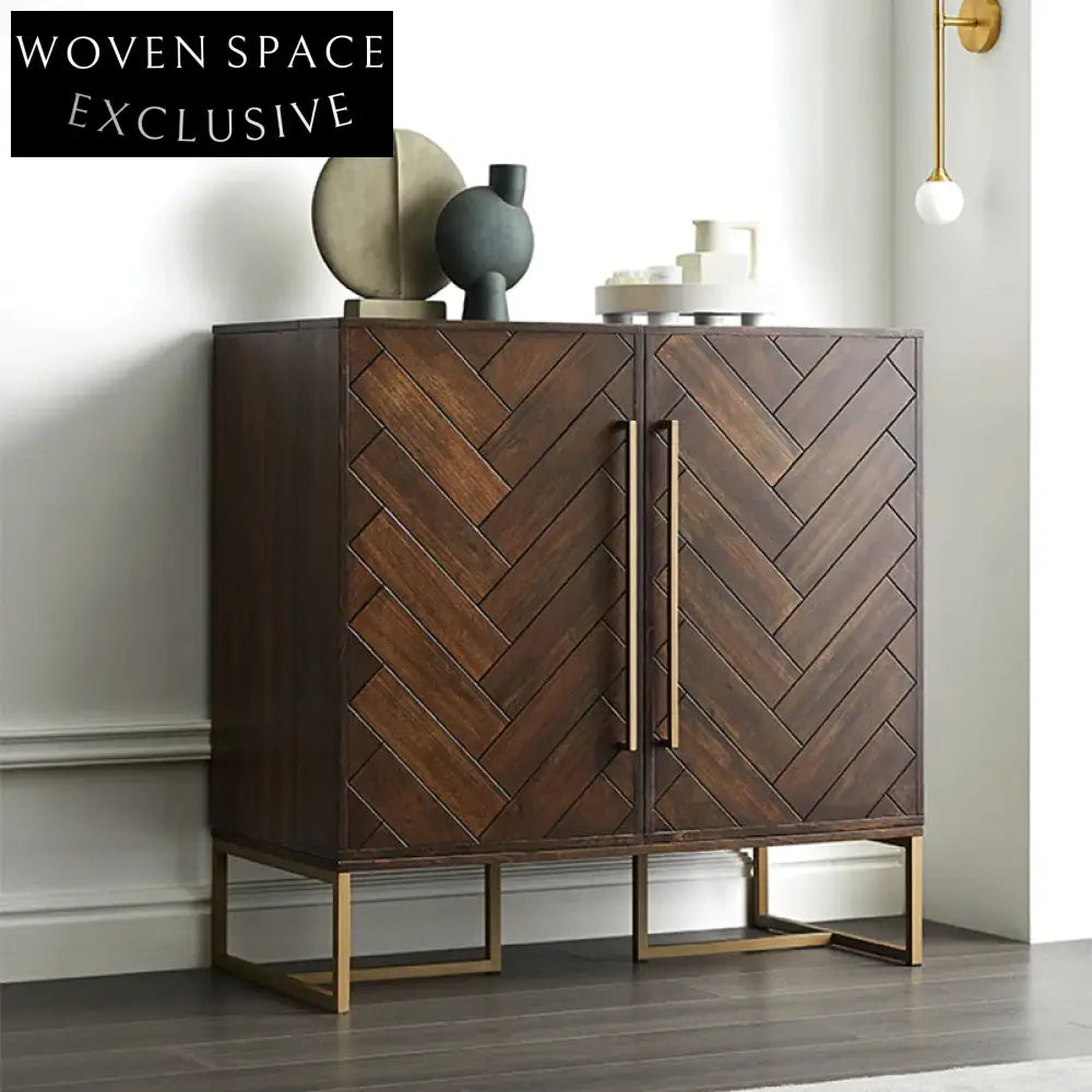 Elegant Light Luxury Wooden Wine Cabinet with Glass Hanger Drawer Home Bar