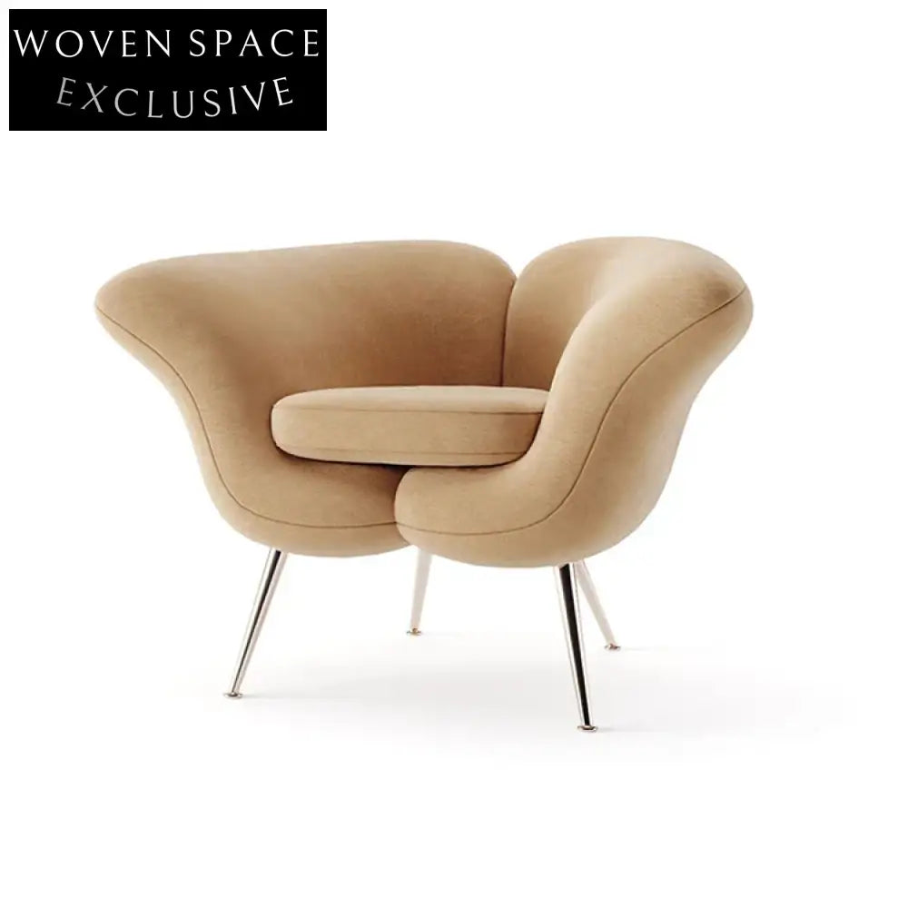 Elegant Lip Shaped Accent Chair - Chic Modern Fabric Leisure Single Sofa