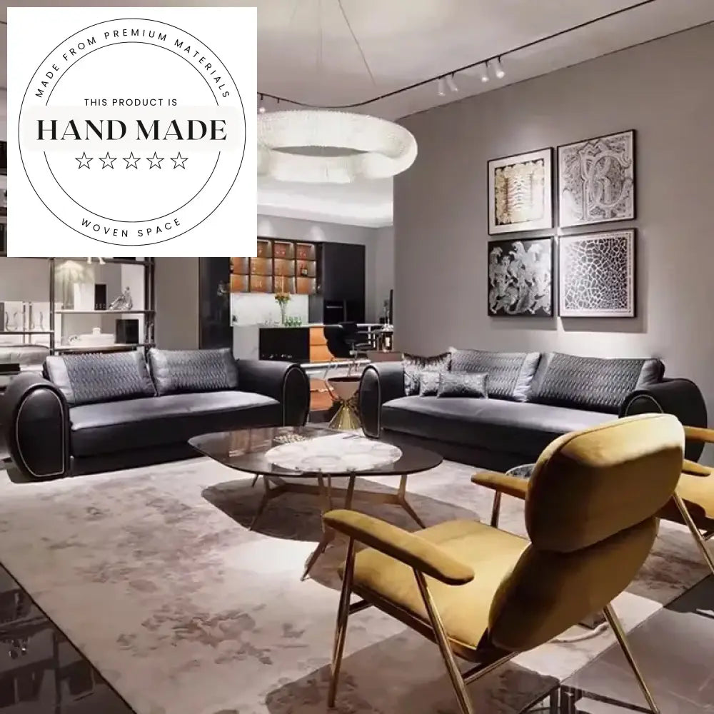 Elegant Luxury Modern Genuine Leather Villa Club Sectional Sofa