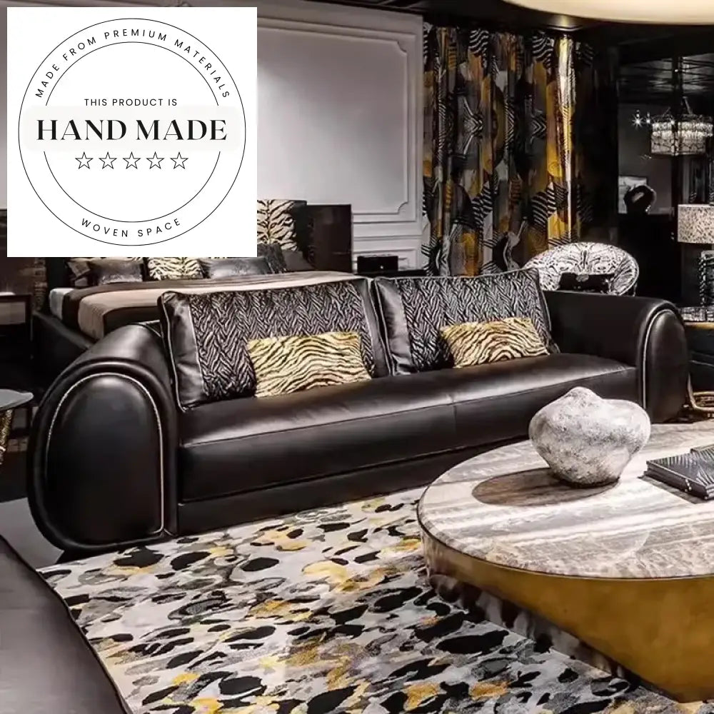 Elegant Luxury Modern Genuine Leather Villa Club Sectional Sofa