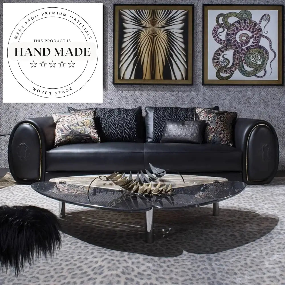 Elegant Luxury Modern Genuine Leather Villa Club Sectional Sofa
