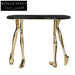 Elegant Marble Console, Unique Human Foot Copper Base, Hallway Accent Table