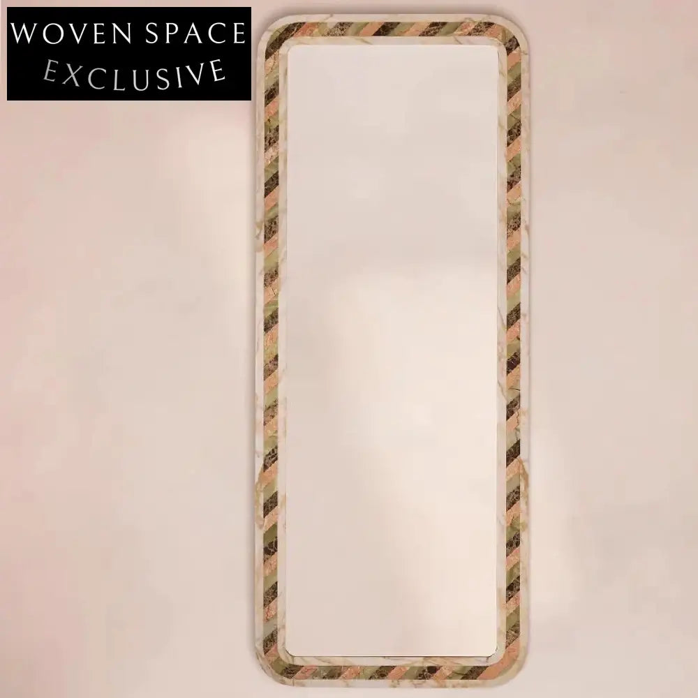 Elegant Marble Spliced Full-Length Floor Mirror for Modern Home Decor