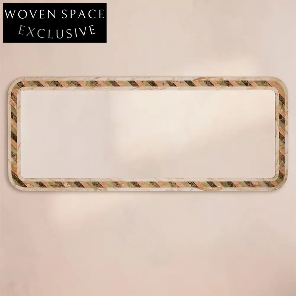 Elegant Marble Spliced Full-Length Floor Mirror for Modern Home Decor