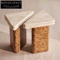 Elegant Marble Top Coffee Table with Burl Wood Veneer Base Modern Design