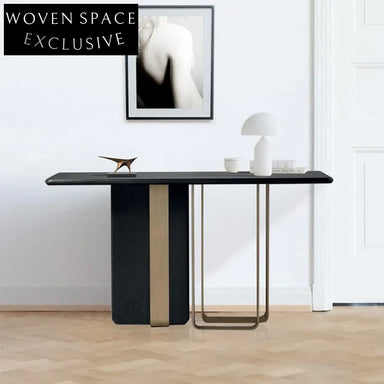 Elegant Marble Top Console Table, Modern Stainless Steel Base Entryway Furniture