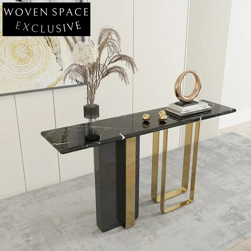 Elegant Marble Top Console Table, Modern Stainless Steel Base Entryway Furniture