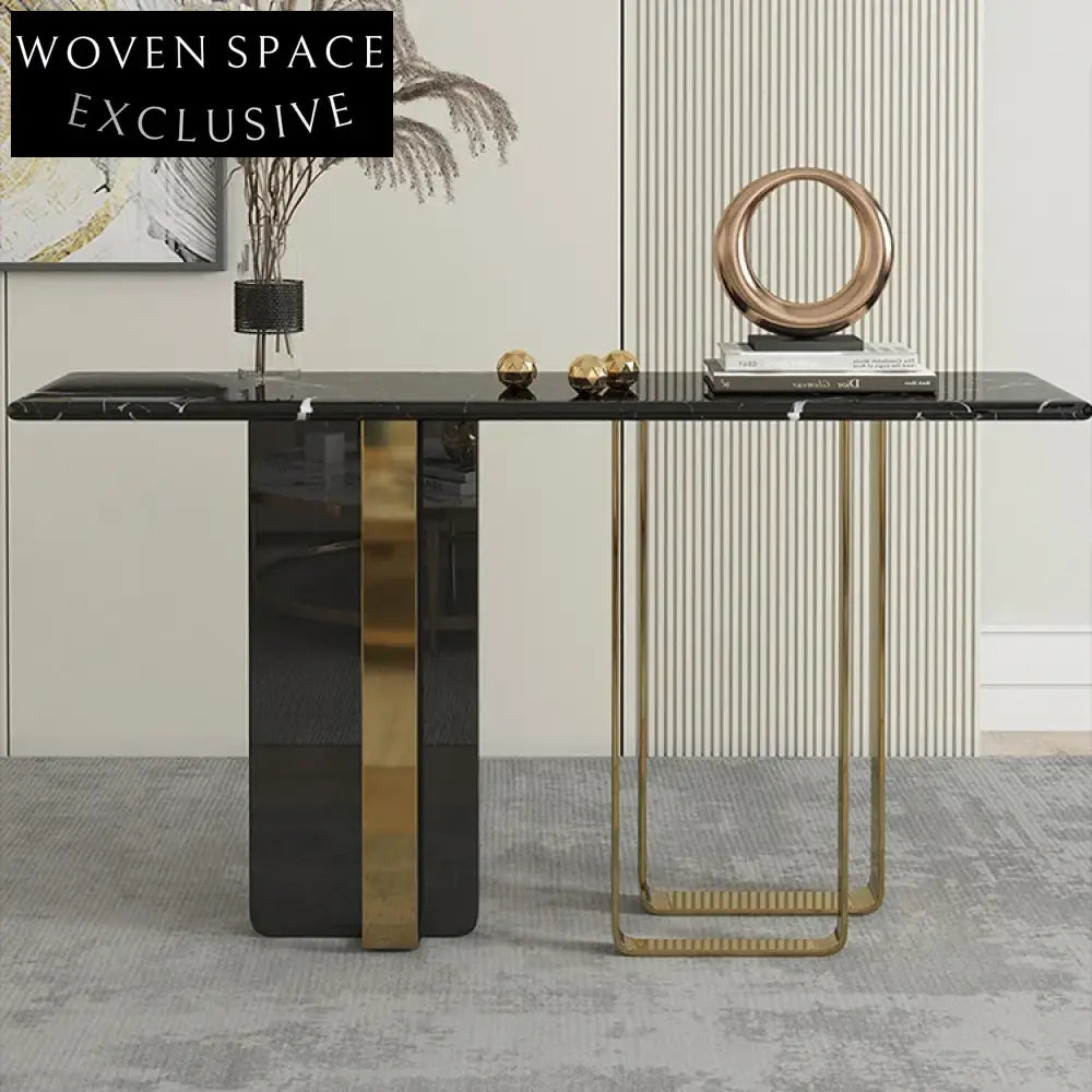 Elegant Marble Top Console Table, Modern Stainless Steel Base Entryway Furniture