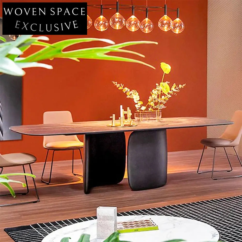 Elegant Marble Top Dining Table with Fiberglass Base for 8 Seaters