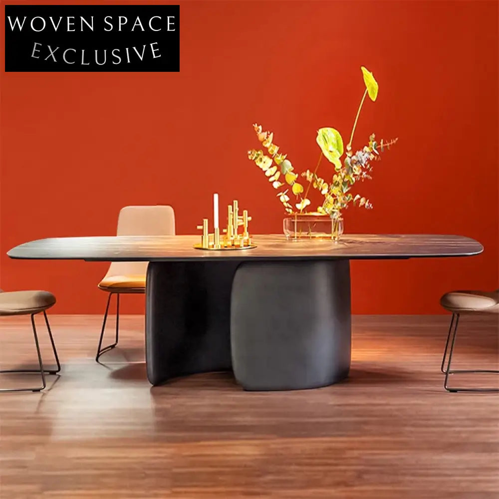 Elegant Marble Top Dining Table with Fiberglass Base for 8 Seaters