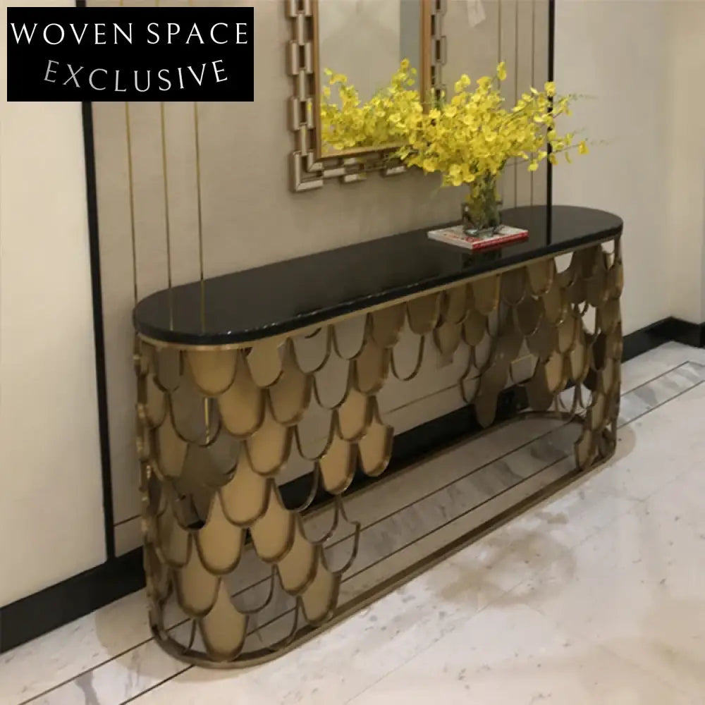 Elegant Marble Top Gold Stainless Steel Frame Entryway Console Table