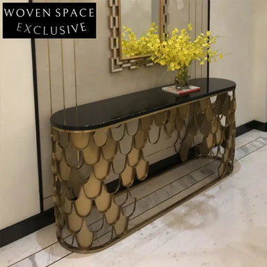 Elegant Marble Top Gold Stainless Steel Frame Entryway Console Table