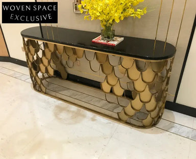 Elegant Marble Top Gold Stainless Steel Frame Entryway Console Table
