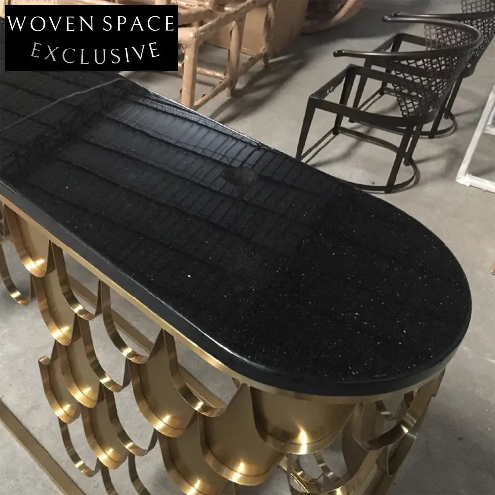 Elegant Marble Top Gold Stainless Steel Frame Entryway Console Table