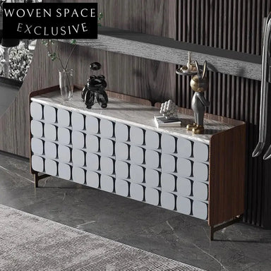 Elegant Marble Top Side Cabinet with Wooden Cover Metal Legs for Living Room Storage