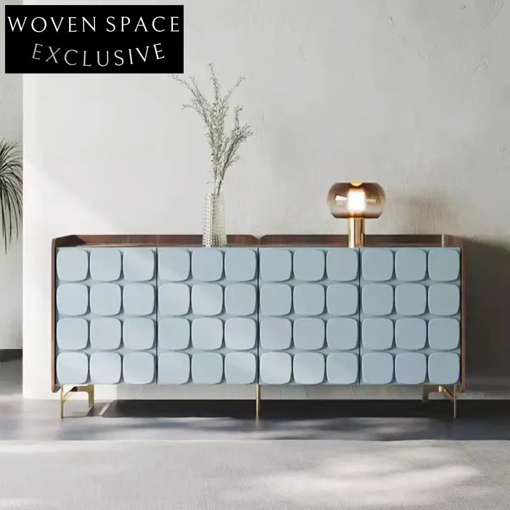 Elegant Marble Top Side Cabinet with Wooden Cover Metal Legs for Living Room Storage