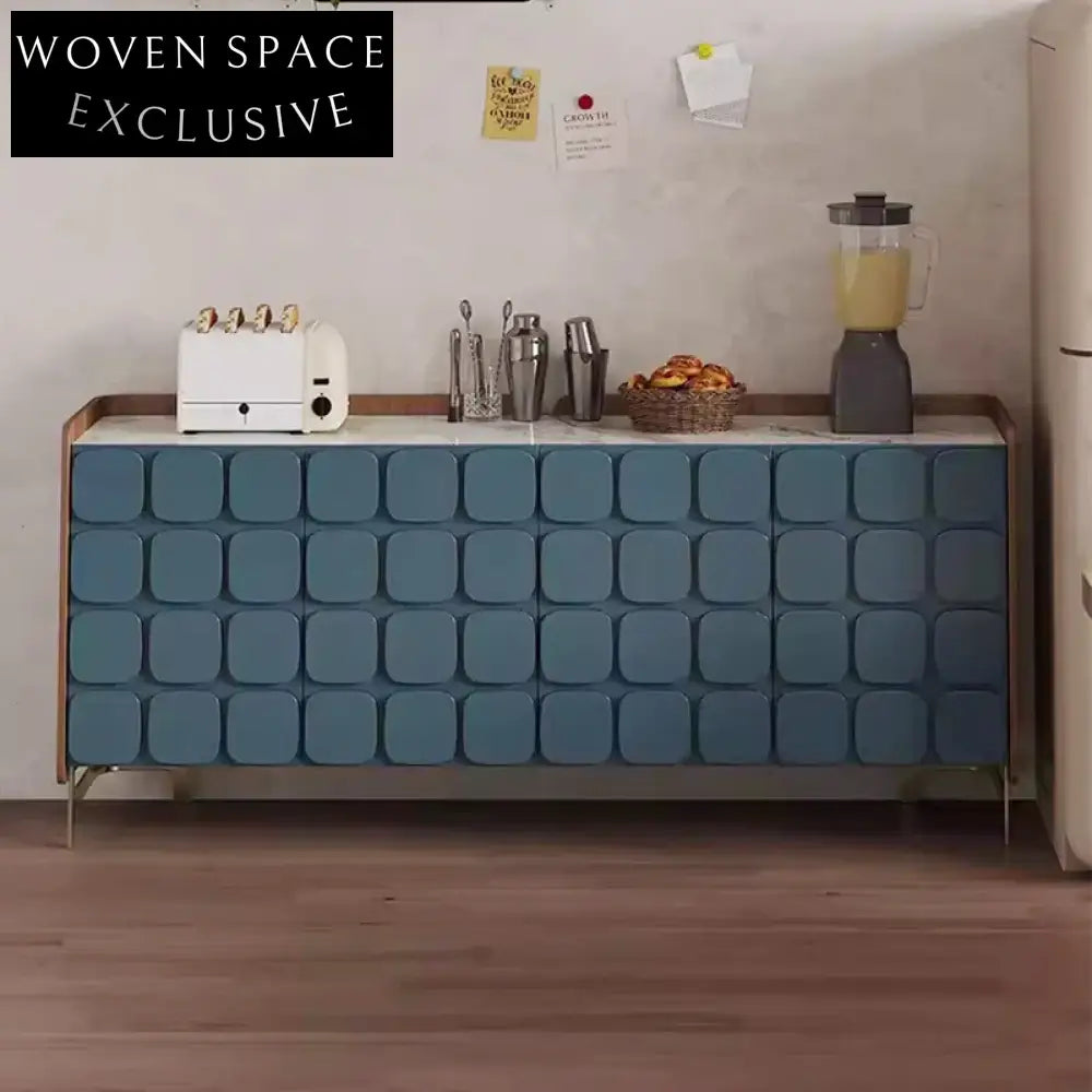 Elegant Marble Top Side Cabinet with Wooden Cover Metal Legs for Living Room Storage