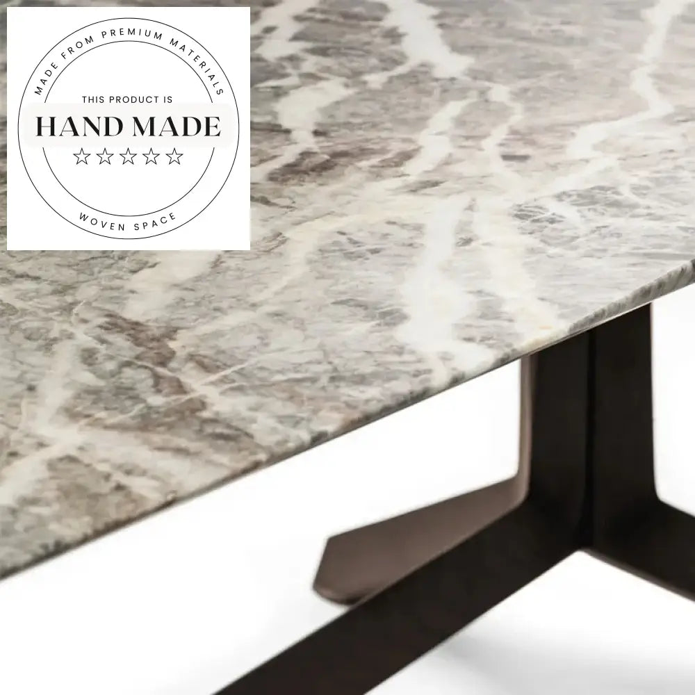 Elegant Marble Top Solid Walnut Wood Modern Kitchen Dining Table