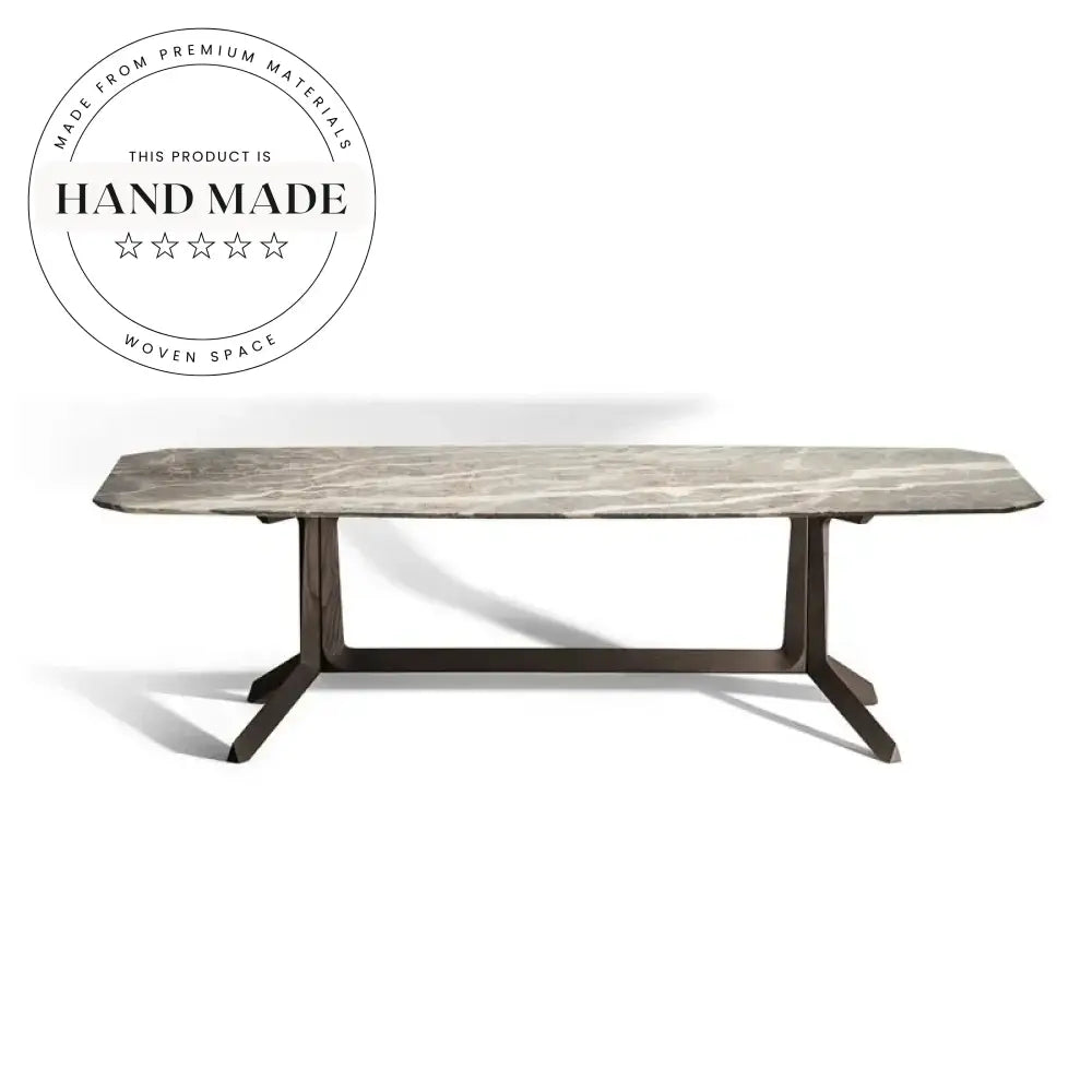 Elegant Marble Top Solid Walnut Wood Modern Kitchen Dining Table