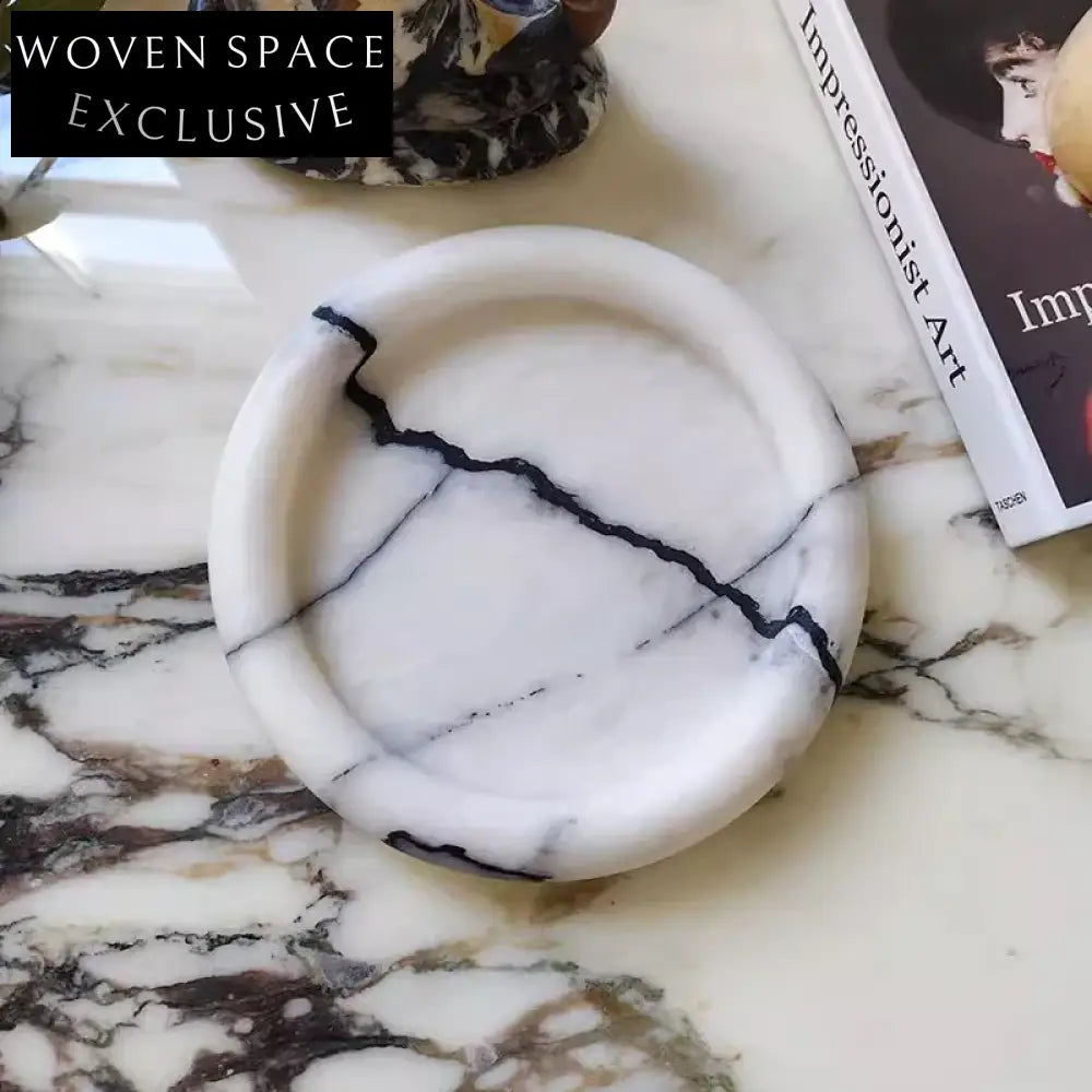 Elegant Marble Travertine Decorative Tray for Modern Home Restaurant Display