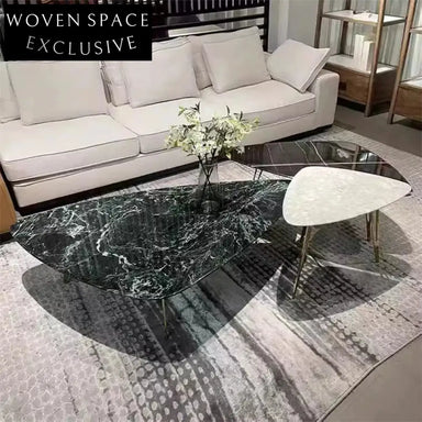Elegant Marble Water Drop Design Nesting Coffee Table Set for Living Room