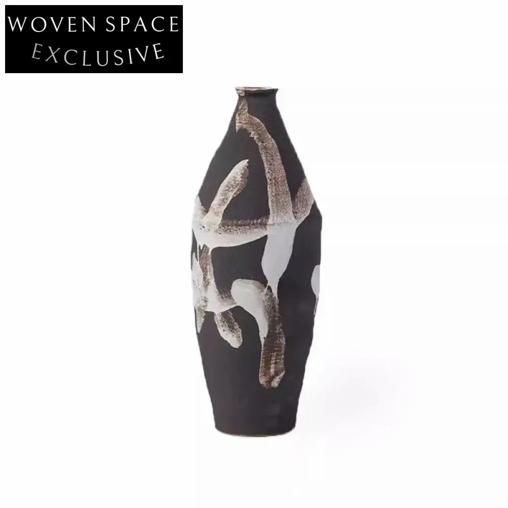 Elegant Matte Black Ceramic Flower Vase for Modern Home and Office Decor