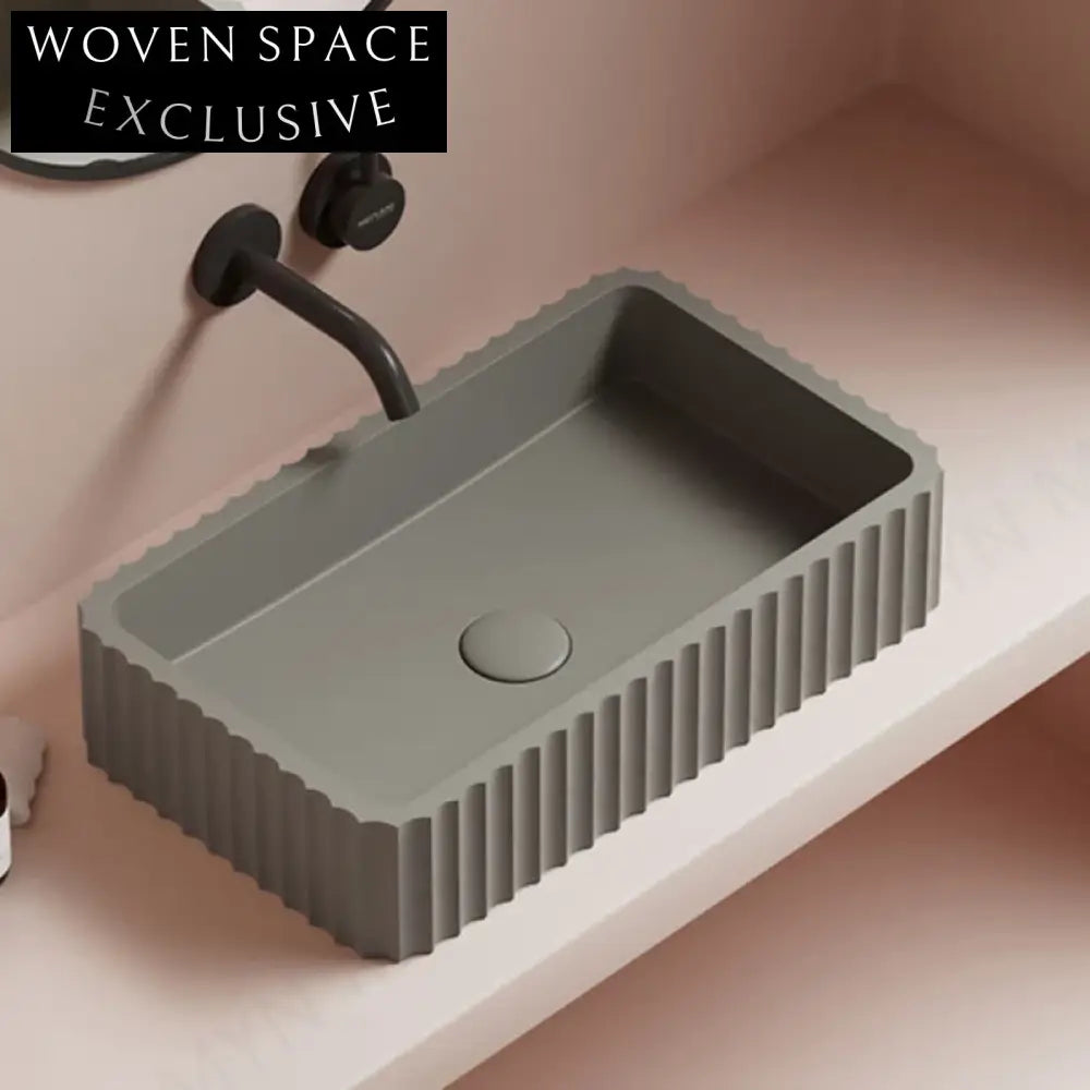 Elegant Matte Gray Artificial Stone Countertop Bathroom Vessel Sink