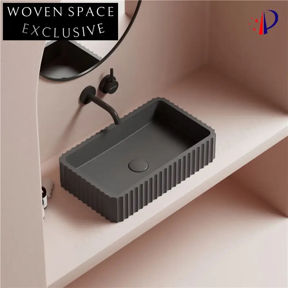 Elegant Matte Gray Artificial Stone Countertop Bathroom Vessel Sink