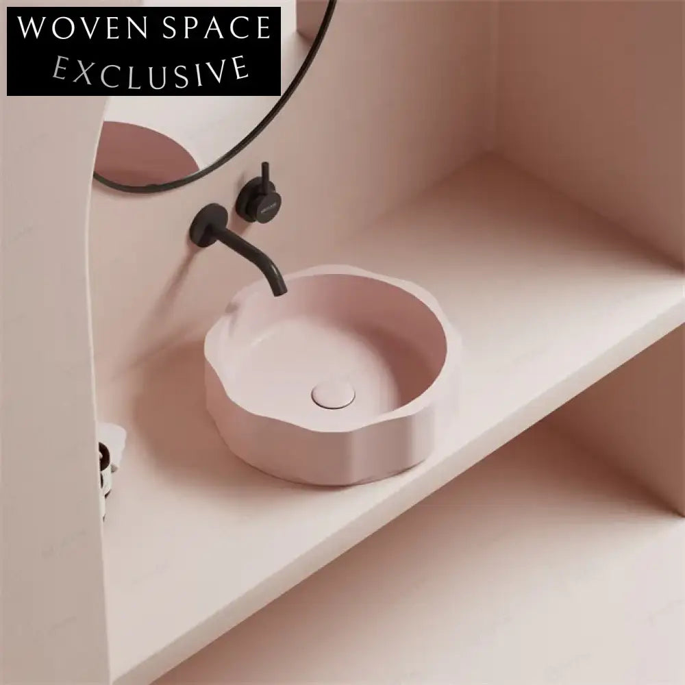 Elegant Matte Green Flower-Inspired Solid Surface Bathroom Countertop Vessel Sink