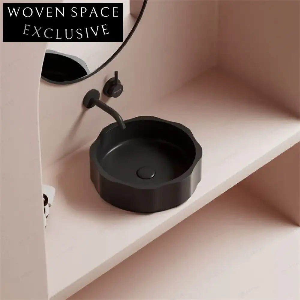 Elegant Matte Green Flower-Inspired Solid Surface Bathroom Countertop Vessel Sink