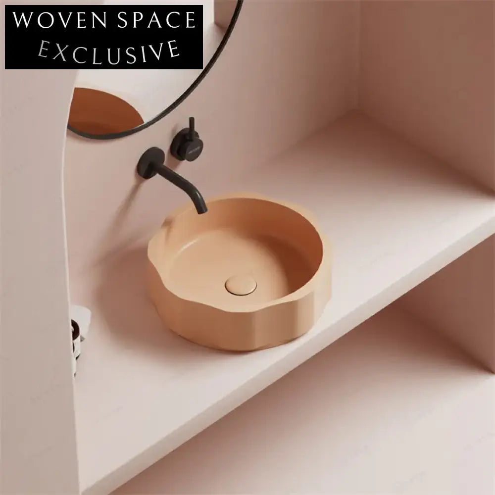 Elegant Matte Green Flower-Inspired Solid Surface Bathroom Countertop Vessel Sink