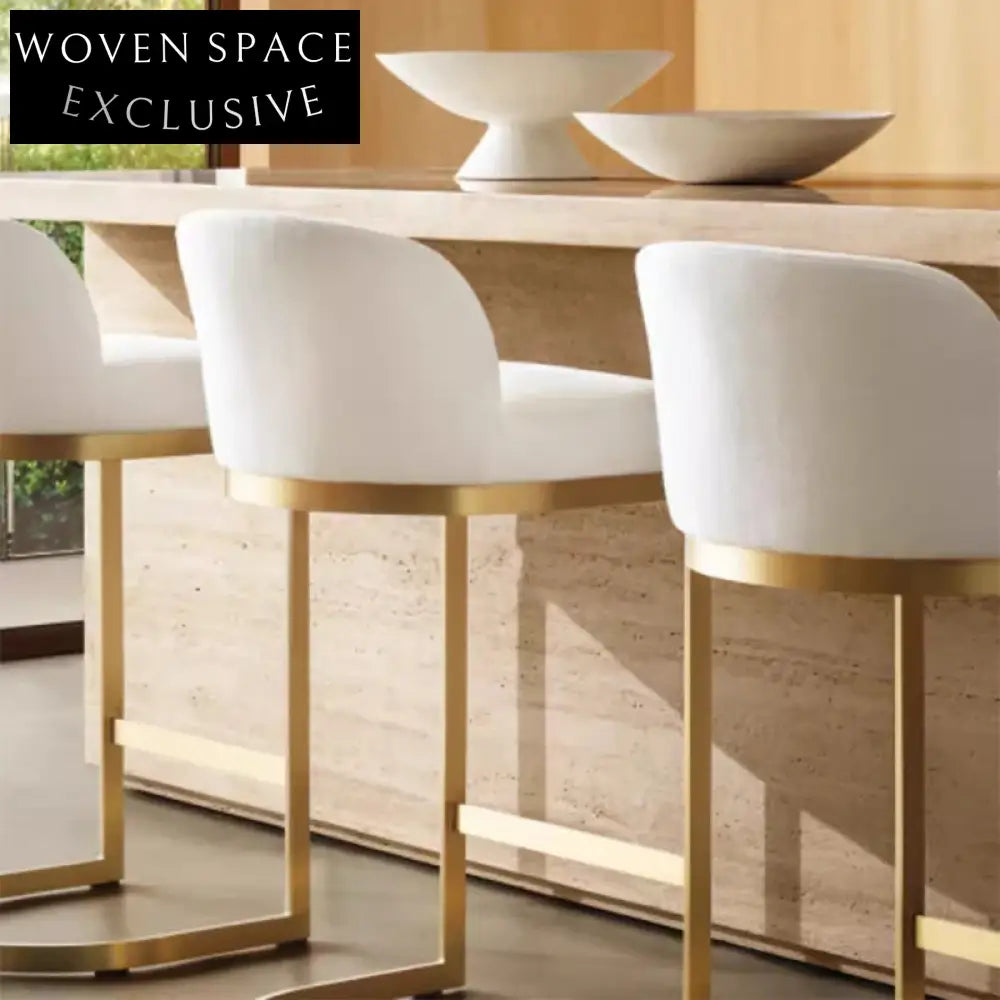 Elegant Metal Frame Velvet Upholstered Tall Counter Height Bar Stool