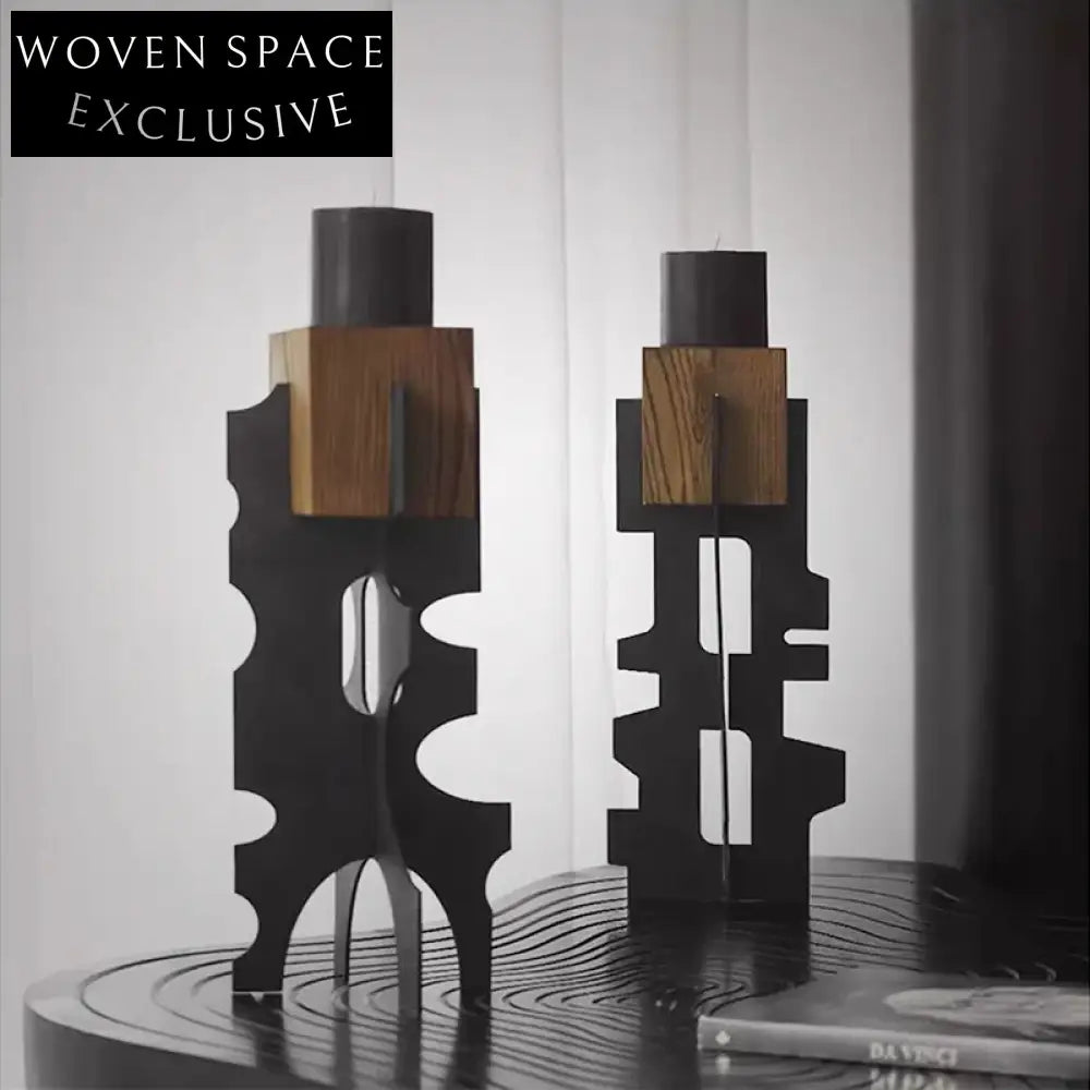 Elegant Metal Wood Candle Holder Stand for Modern Home Decor Accents