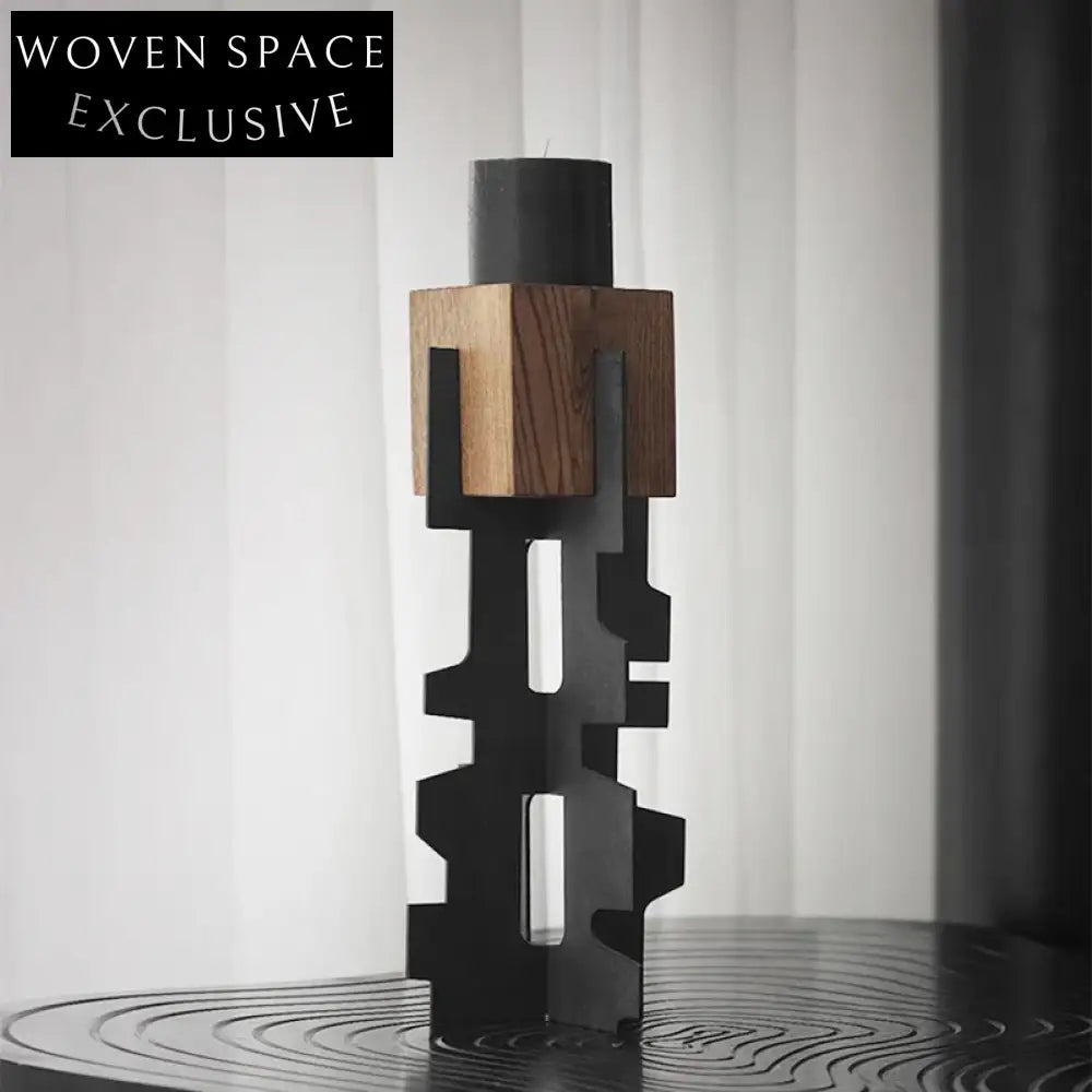 Elegant Metal Wood Candle Holder Stand for Modern Home Decor Accents
