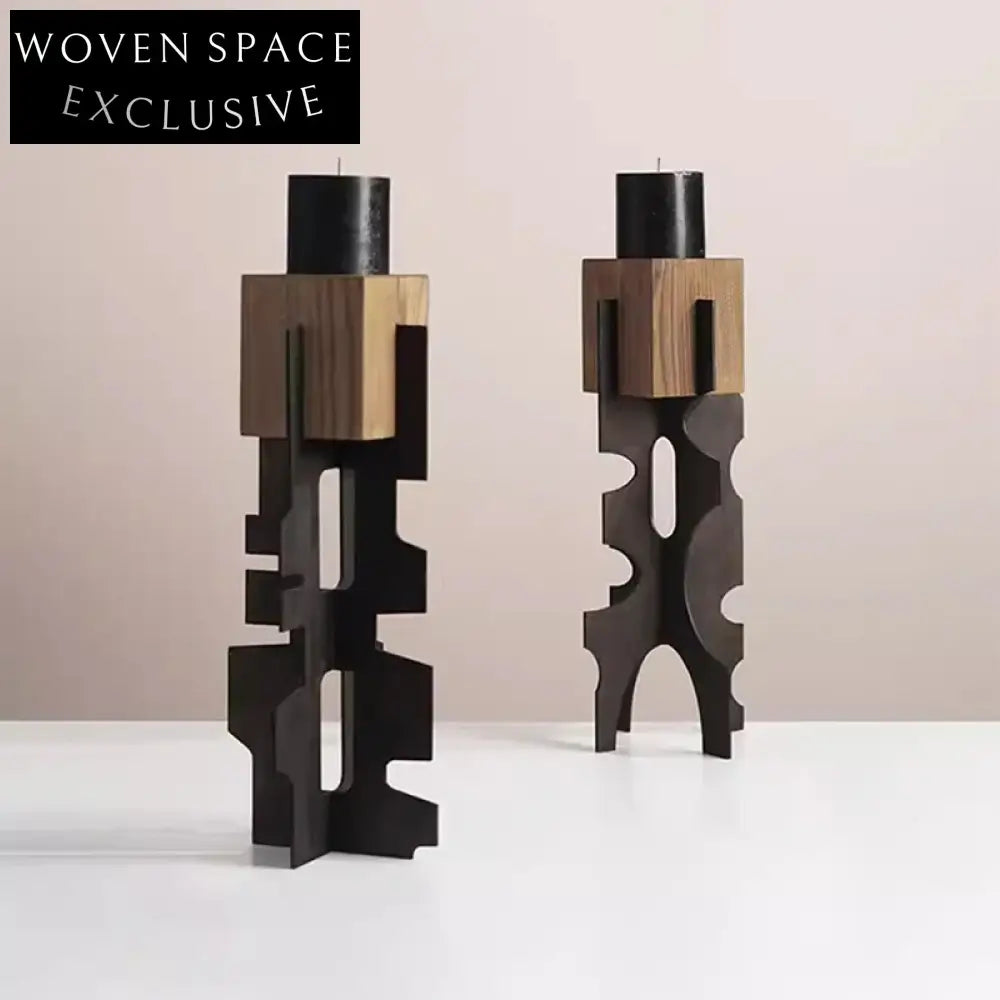 Elegant Metal Wood Candle Holder Stand for Modern Home Decor Accents