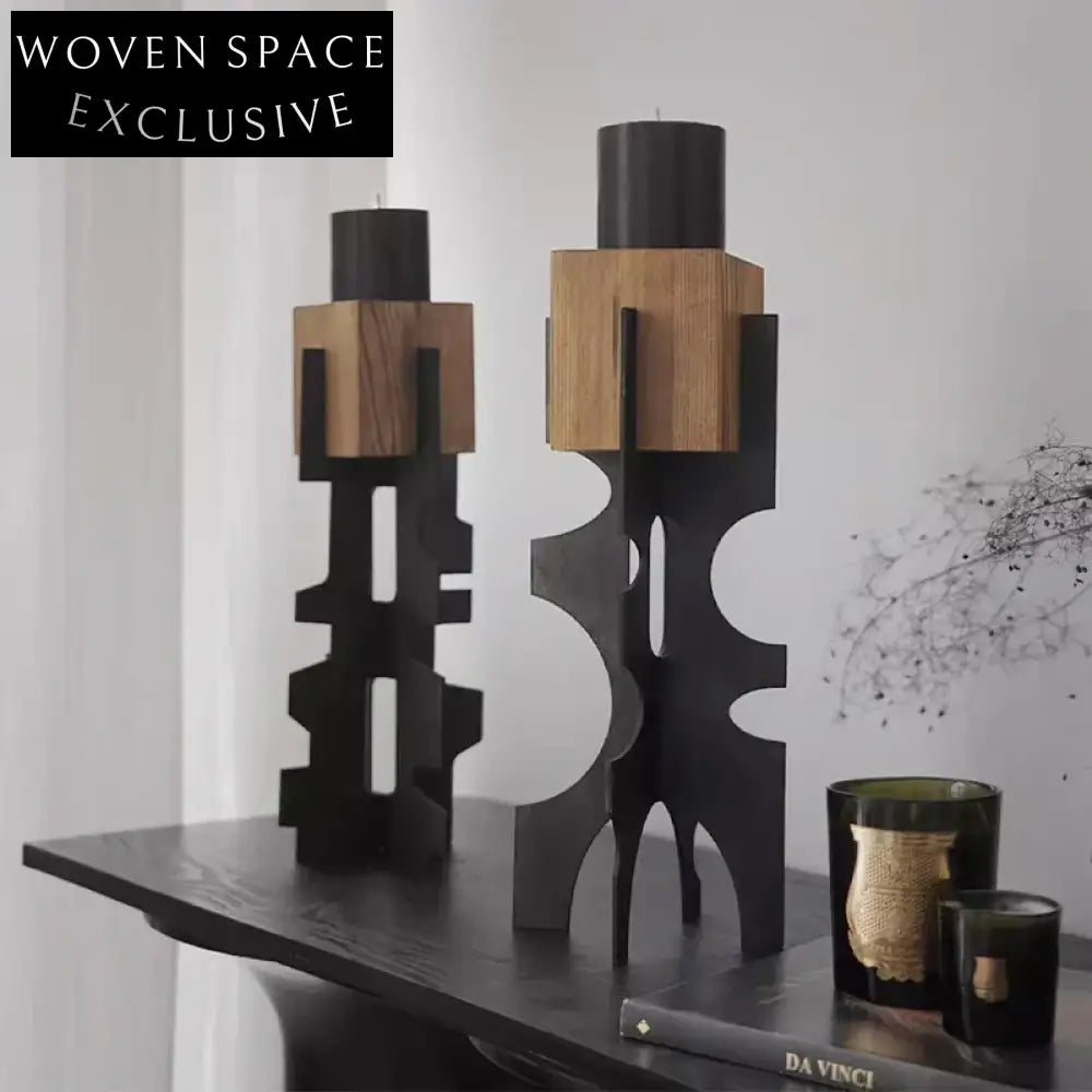 Elegant Metal Wood Candle Holder Stand for Modern Home Decor Accents
