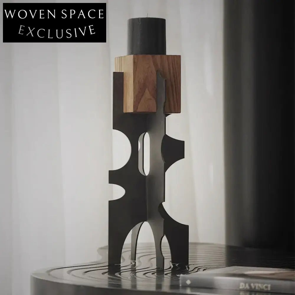 Elegant Metal Wood Candle Holder Stand for Modern Home Decor Accents
