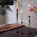 Elegant Mid-Century Black Resin Column Candle Holder Set for Home Decor