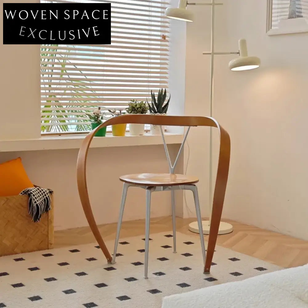 Elegant Mid-Century Modern Art Deco Metal Plywood Dining Chair