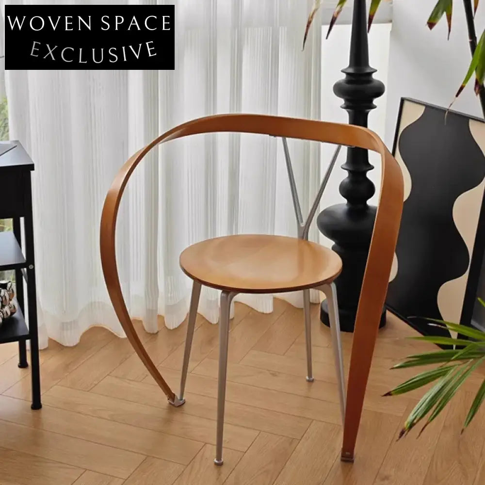 Elegant Mid-Century Modern Art Deco Metal Plywood Dining Chair