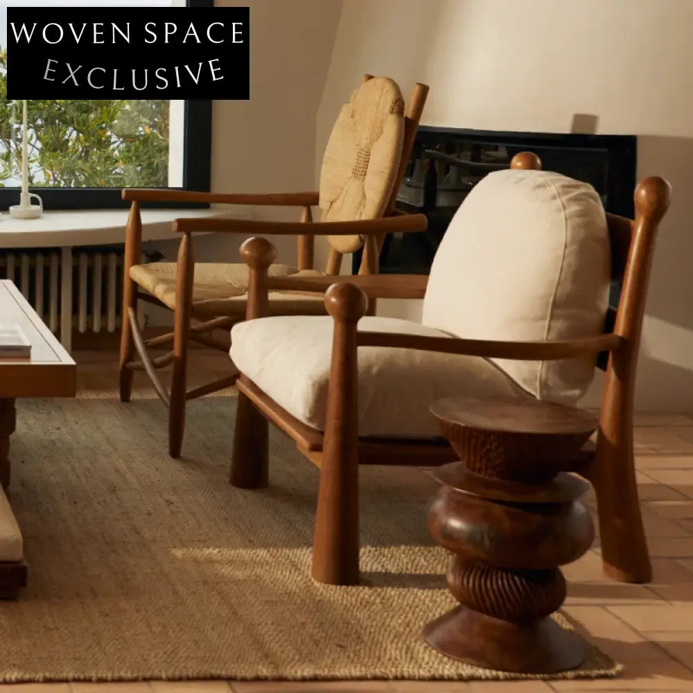 Elegant Mid-Century Modern Wooden Fabric Sectional Sofa Armchair for Living Room