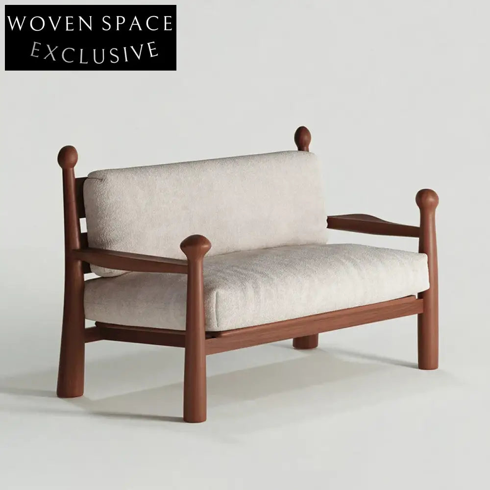 Elegant Mid-Century Modern Wooden Fabric Sectional Sofa Armchair for Living Room