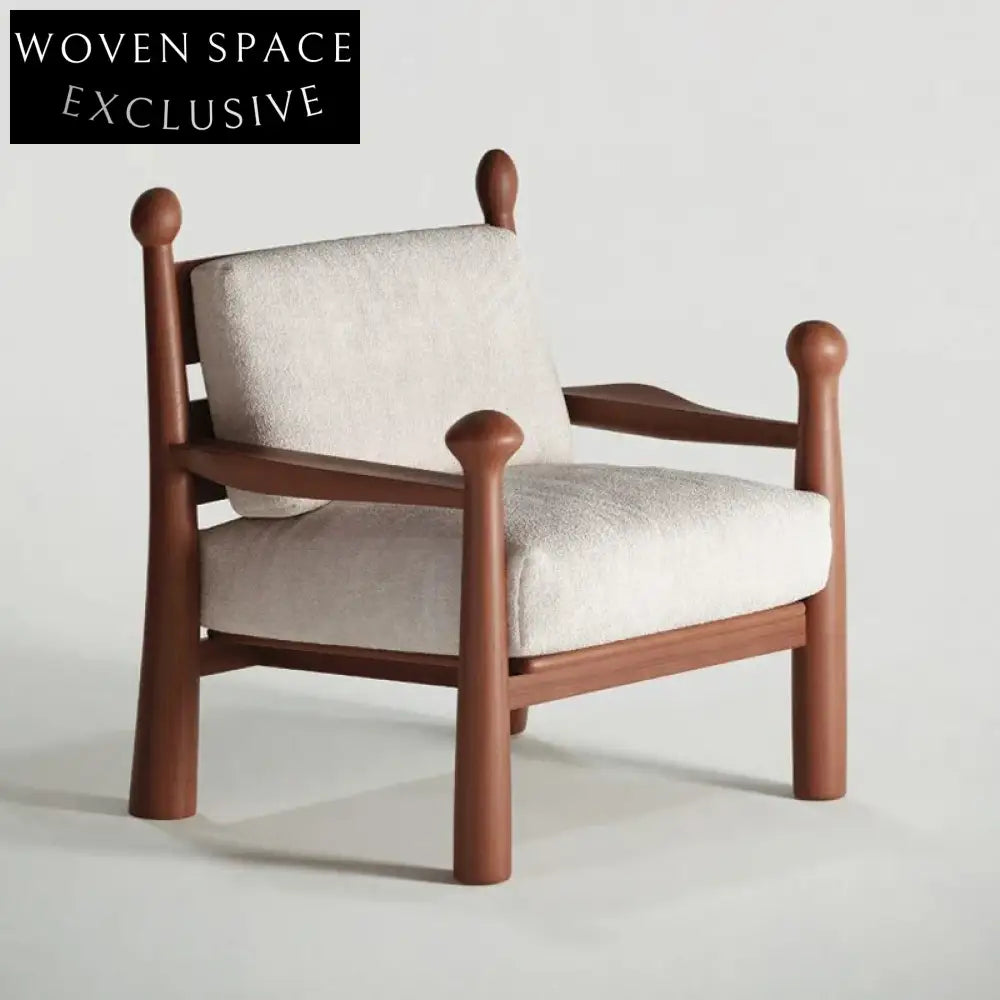 Elegant Mid-Century Modern Wooden Fabric Sectional Sofa Armchair for Living Room