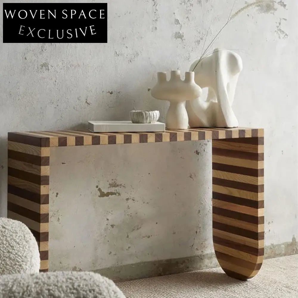 Elegant Mid-Century Solid Walnut Wood Entryway Hallway Sofa Console Table