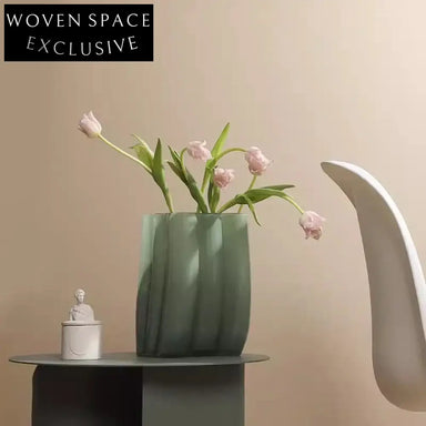 Elegant Milk Green Glass Modern Flower Vase for Stylish Tabletop Home Decor