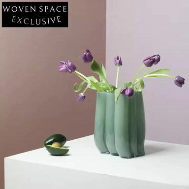 Elegant Milk Green Glass Modern Flower Vase for Stylish Tabletop Home Decor